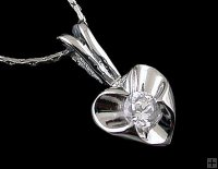 0.10ct Diamond 18K White Gold Dropdown Heart Pendant with Chain