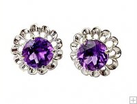 1.00ct Natural Amethyst Sterling Silver Floral Earrings