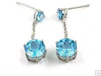 2.32ct Natural Blue Topaz Sterling Silver Dangling Earrings
