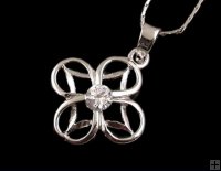 0.16ct Diamond 18K White Gold Clover Pendant with Chain